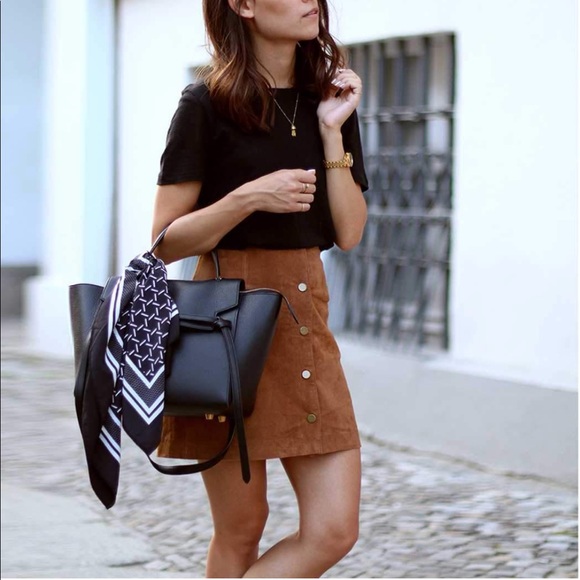 NWT Cognac Faux Suede Skirt - Picture 5 of 5